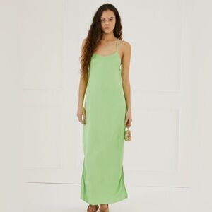 Something Navy Green Spaghetti Strap Slip Dress